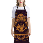 Eye of Providence Mandala Print Bib Apron With Pocket