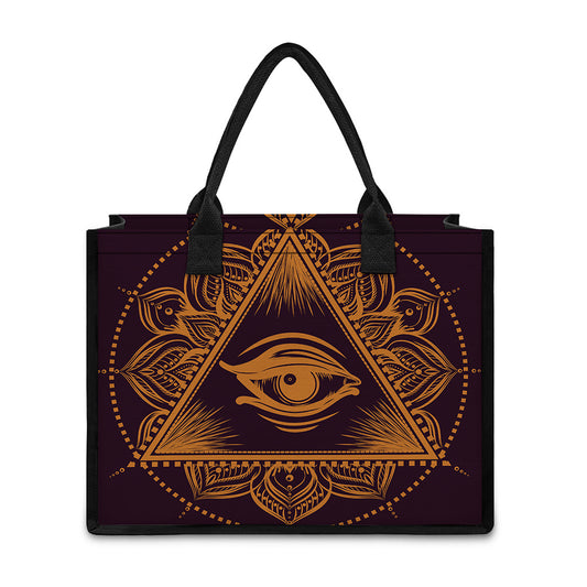 Eye of Providence Mandala Print Canvas Tote Bag