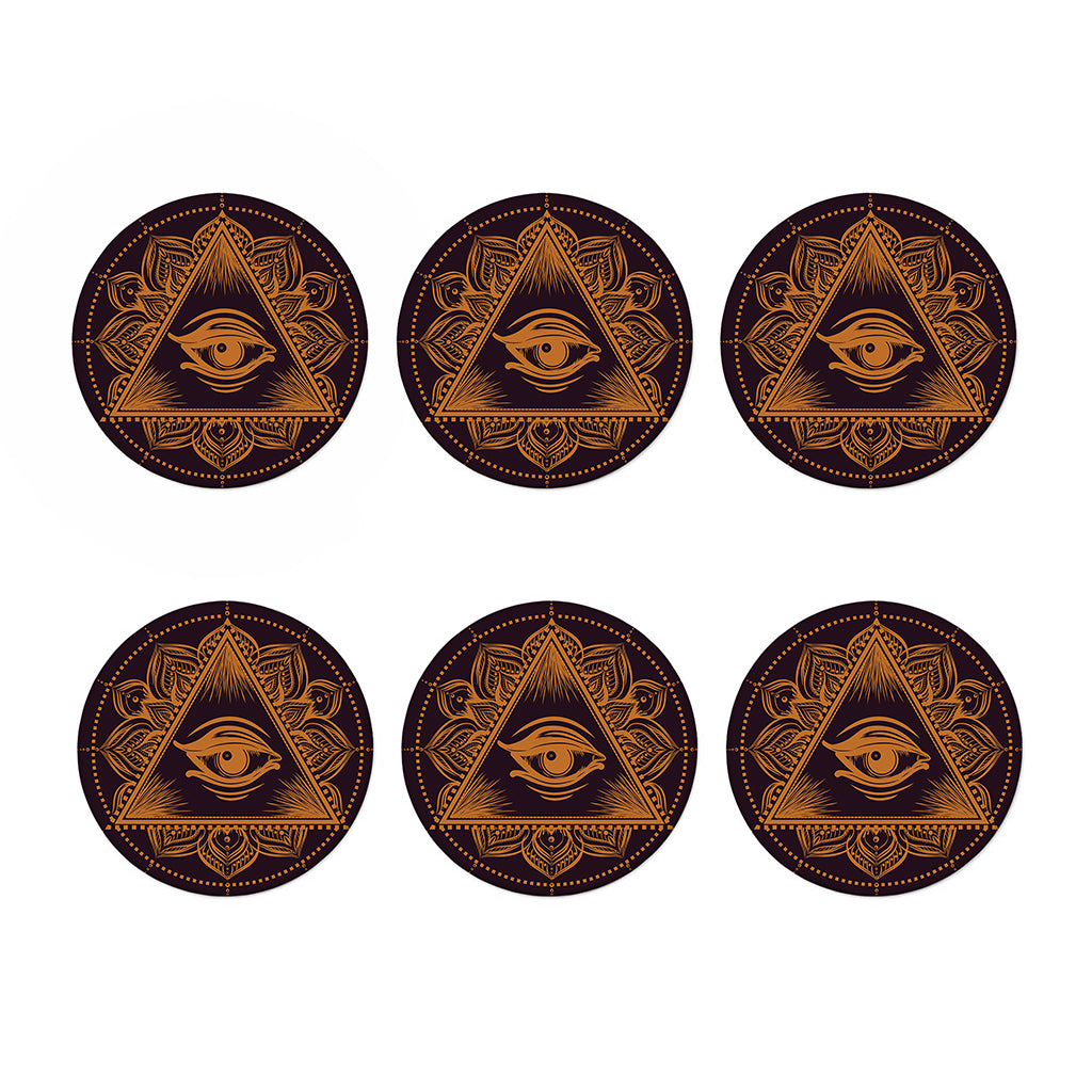 Eye of Providence Mandala Print Coaster Set