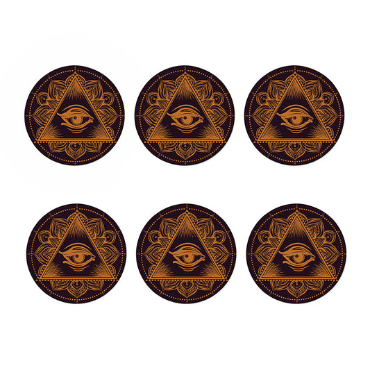 Eye of Providence Mandala Print Coaster Set