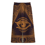 Eye of Providence Mandala Print Cotton Front Slit Maxi Skirt