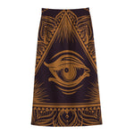 Eye of Providence Mandala Print Cotton Front Slit Maxi Skirt
