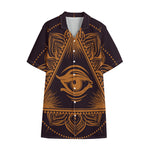 Eye of Providence Mandala Print Cotton Hawaiian Shirt