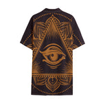 Eye of Providence Mandala Print Cotton Hawaiian Shirt