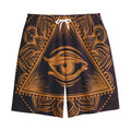 Eye of Providence Mandala Print Cotton Shorts
