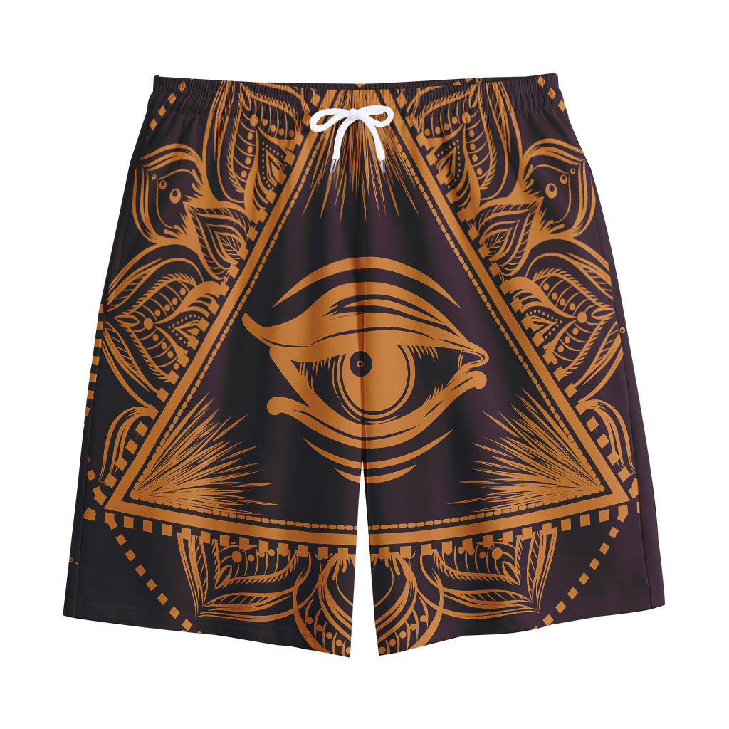 Eye of Providence Mandala Print Cotton Shorts