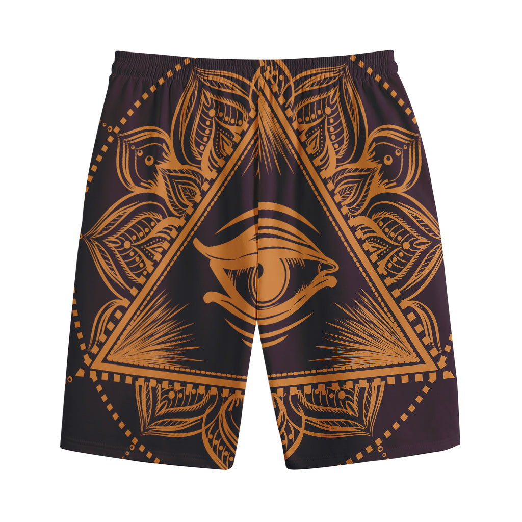 Eye of Providence Mandala Print Cotton Shorts