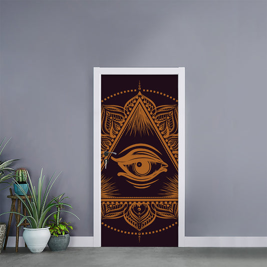Eye of Providence Mandala Print Door Sticker