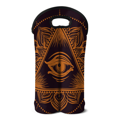 Eye of Providence Mandala Print Double Neoprene Wine Tote