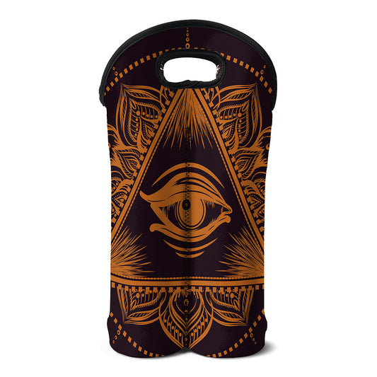 Eye of Providence Mandala Print Double Neoprene Wine Tote