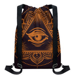Eye of Providence Mandala Print Drawstring Backpack