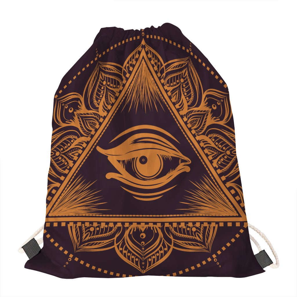 Eye of Providence Mandala Print Drawstring Bag