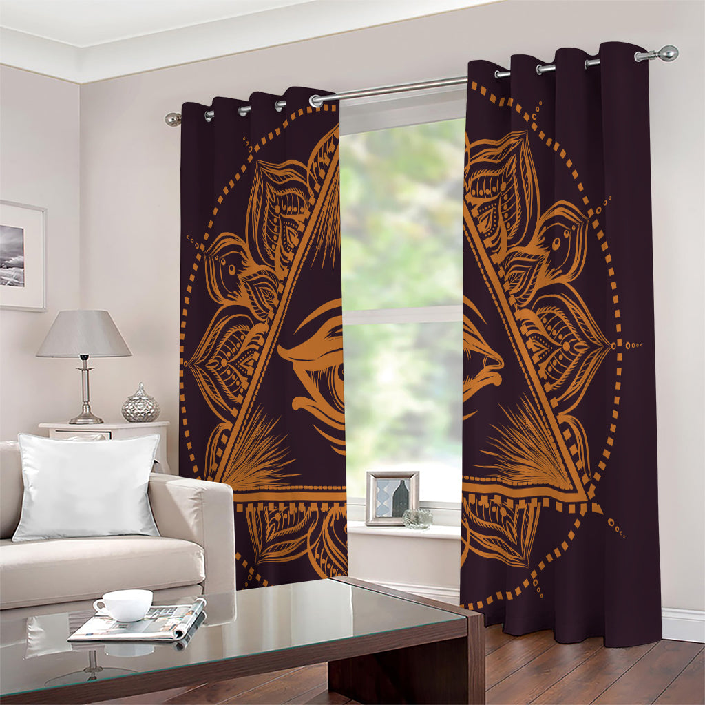 Eye of Providence Mandala Print Extra Wide Grommet Curtains
