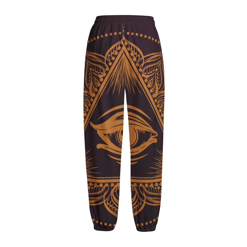 Eye of Providence Mandala Print Fleece Lined Knit Pants