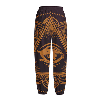 Eye of Providence Mandala Print Fleece Lined Knit Pants