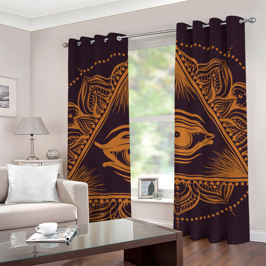 Eye of Providence Mandala Print Grommet Curtains