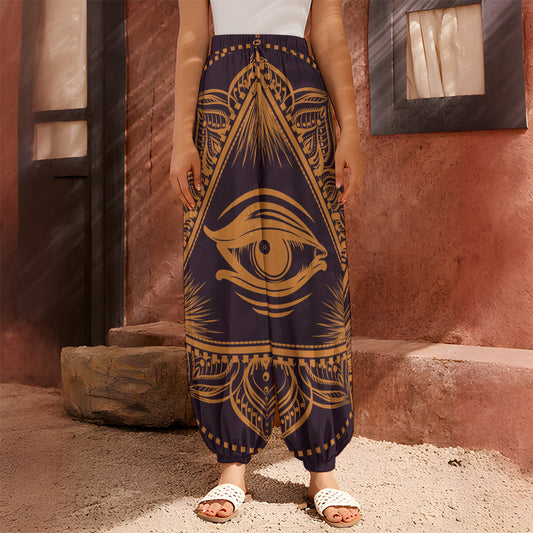 Eye of Providence Mandala Print Harem Pants