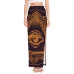 Eye of Providence Mandala Print High Slit Maxi Skirt