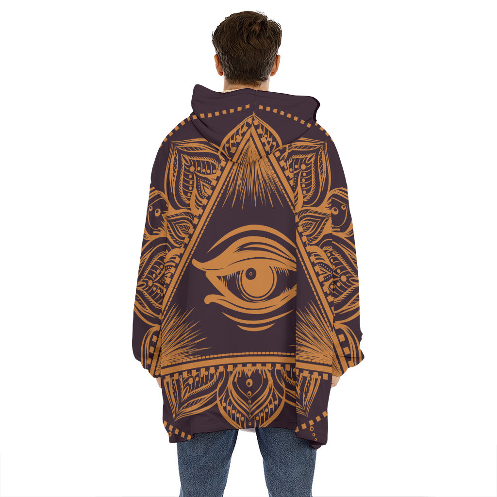 Eye of Providence Mandala Print Hoodie Blanket