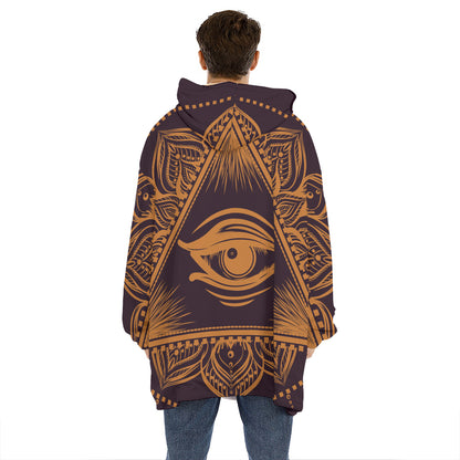 Eye of Providence Mandala Print Hoodie Blanket
