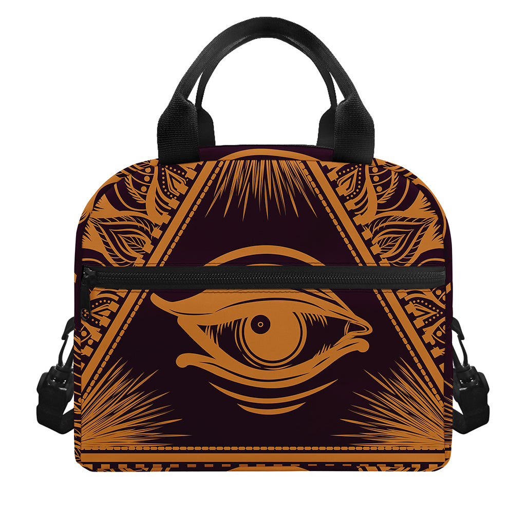 Eye of Providence Mandala Print Insulated Lunch Bag
