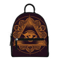 Eye of Providence Mandala Print Leather Backpack