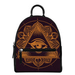 Eye of Providence Mandala Print Leather Backpack