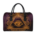 Eye of Providence Mandala Print Leather Duffel Bag