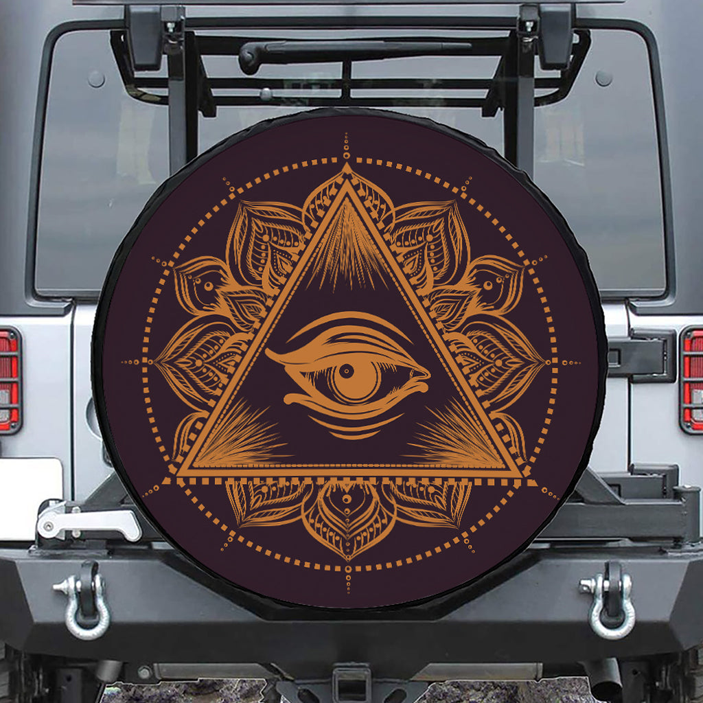 Eye of Providence Mandala Print Leather Spare Tire Cover