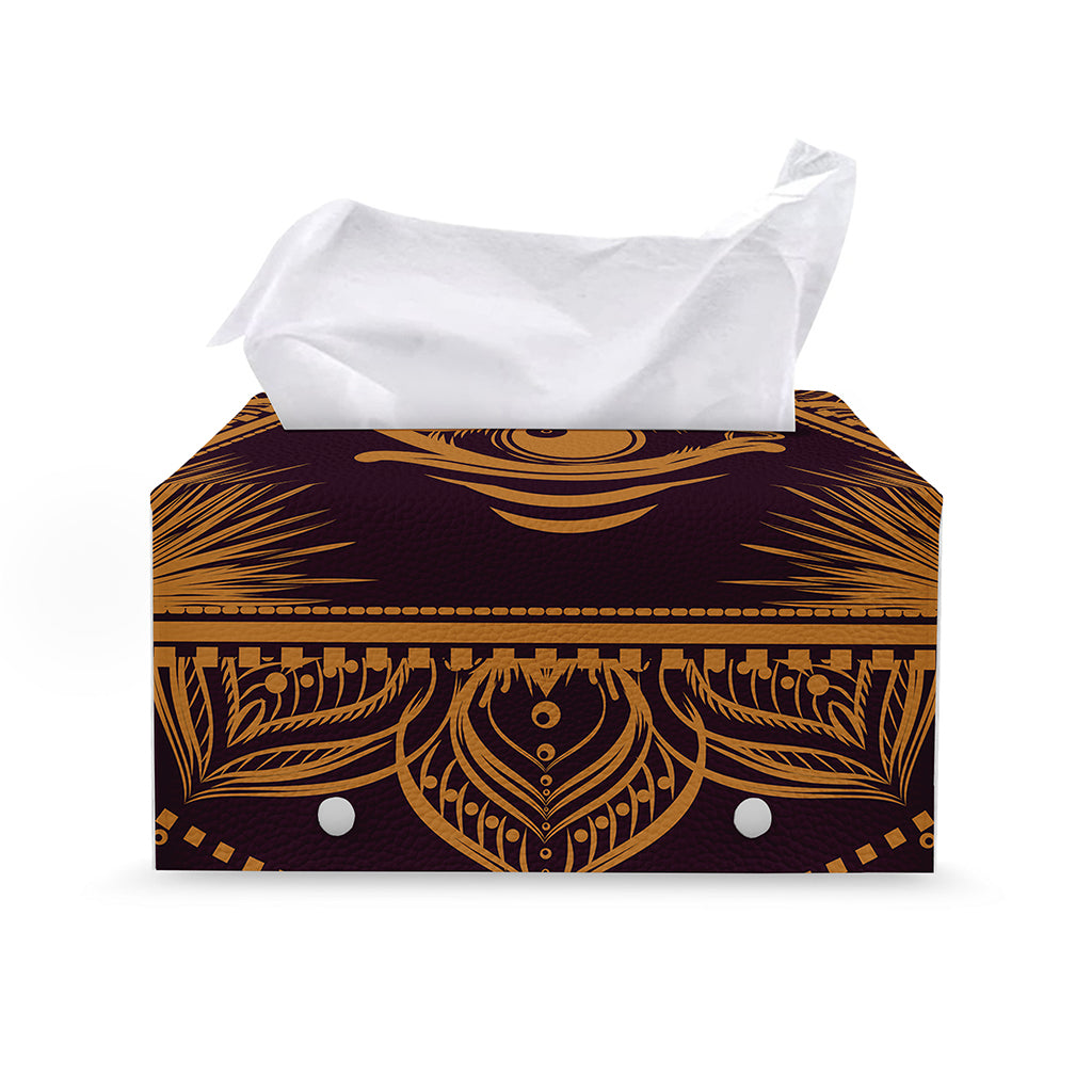 Eye of Providence Mandala Print Leather Tissue Box Cover
