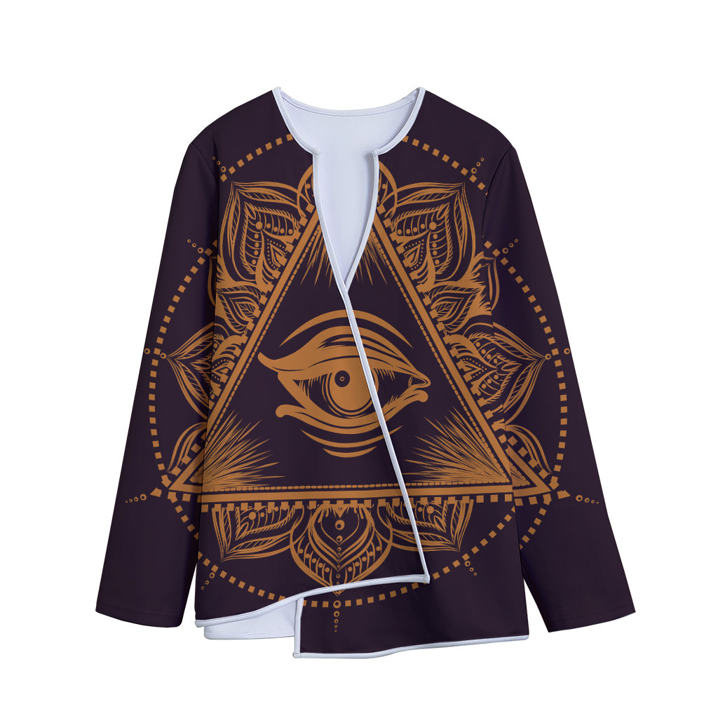 Eye of Providence Mandala Print Long Sleeve Short Coat
