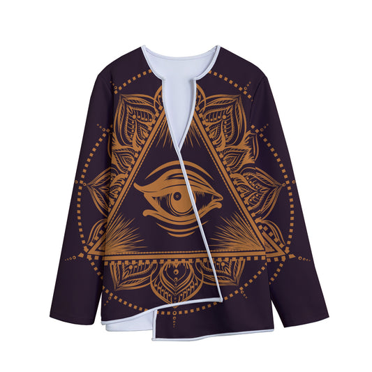 Eye of Providence Mandala Print Long Sleeve Short Coat