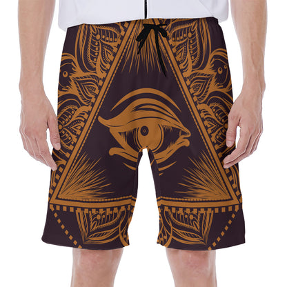 Eye of Providence Mandala Print Men's Beach Shorts