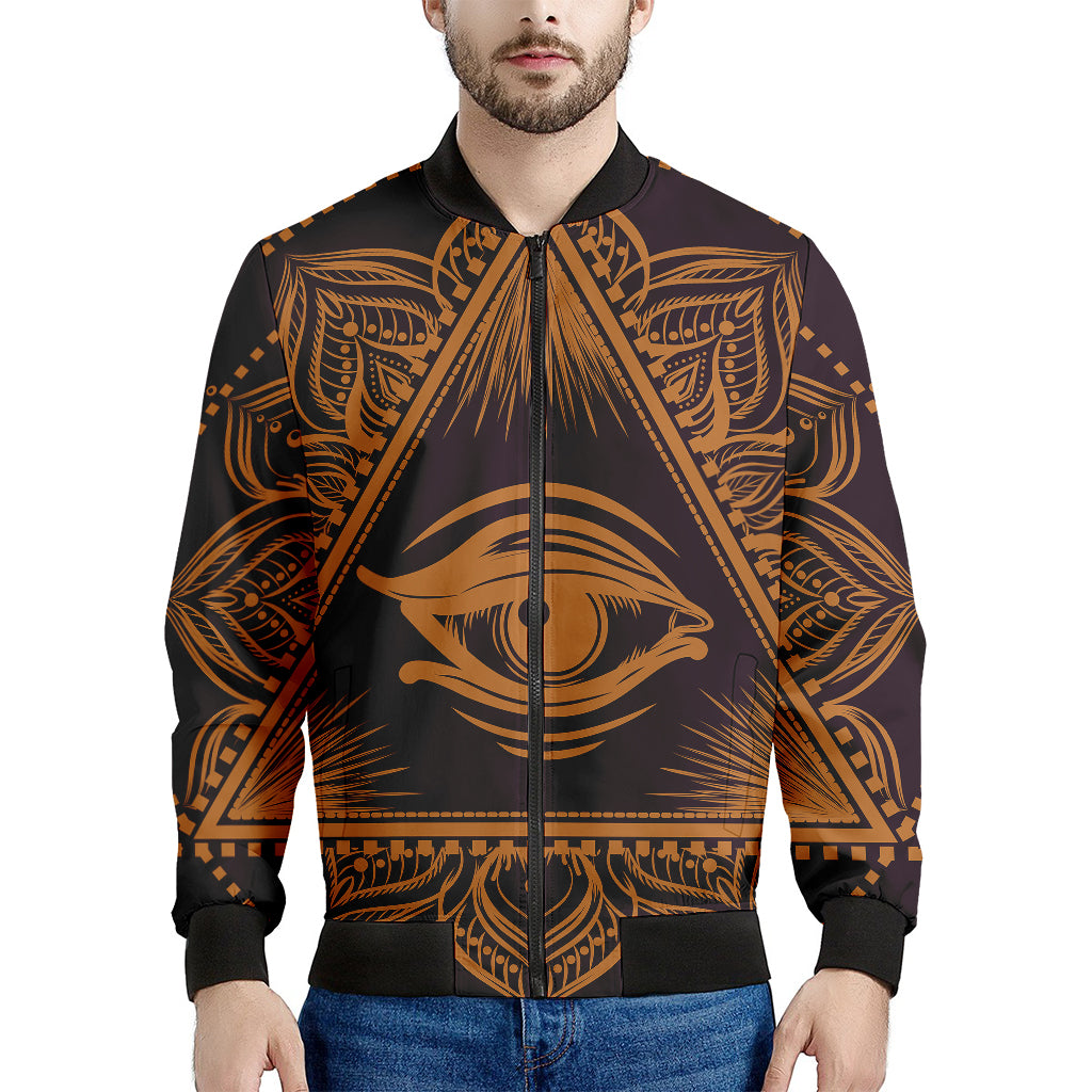Eye of Providence Mandala Print Men's Bomber Jacket