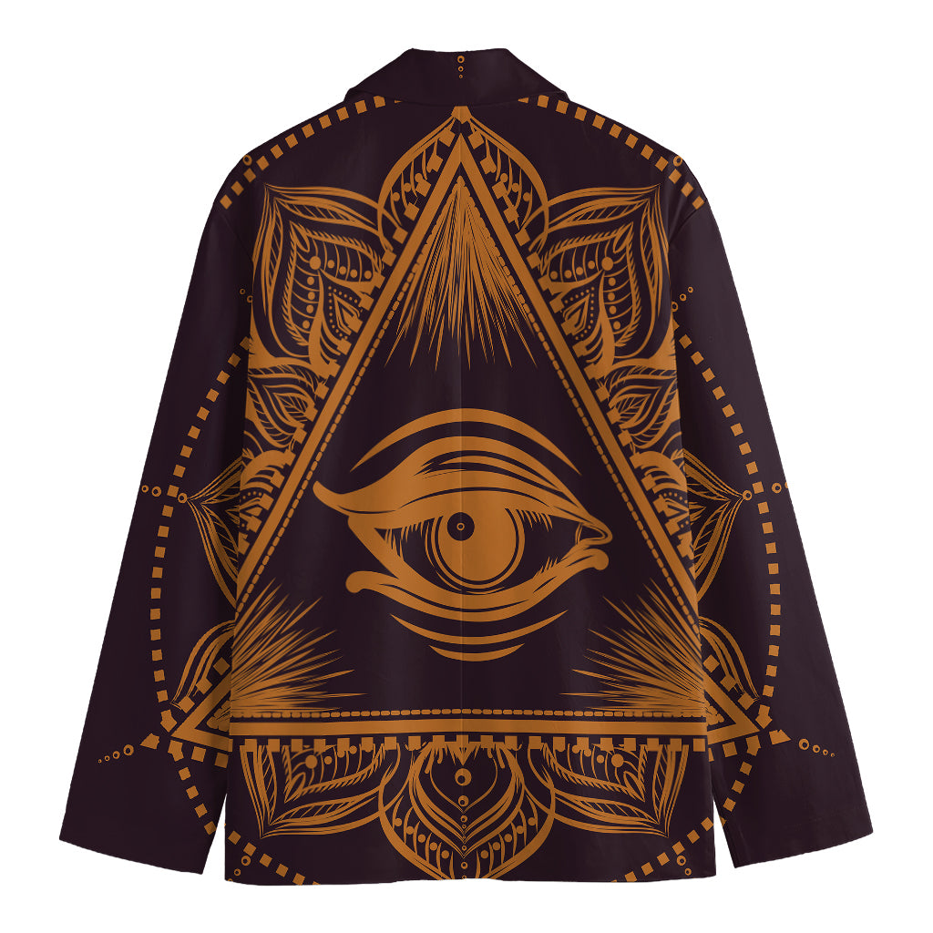 Eye of Providence Mandala Print Men's Cotton Blazer