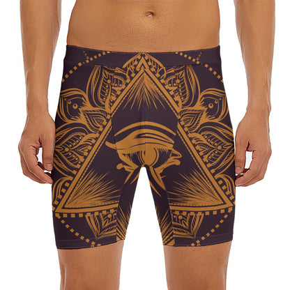 Eye of Providence Mandala Print Men's Long Boxer Briefs