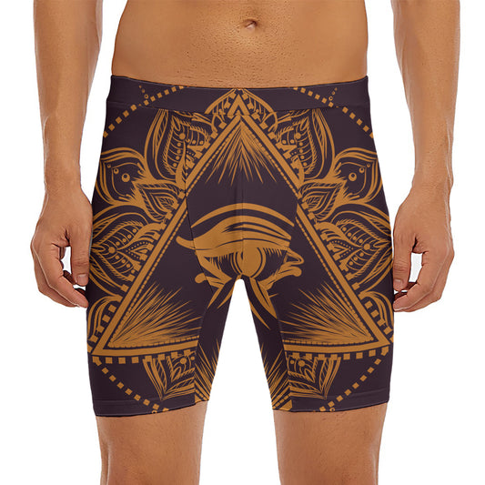 Eye of Providence Mandala Print Men's Long Boxer Briefs