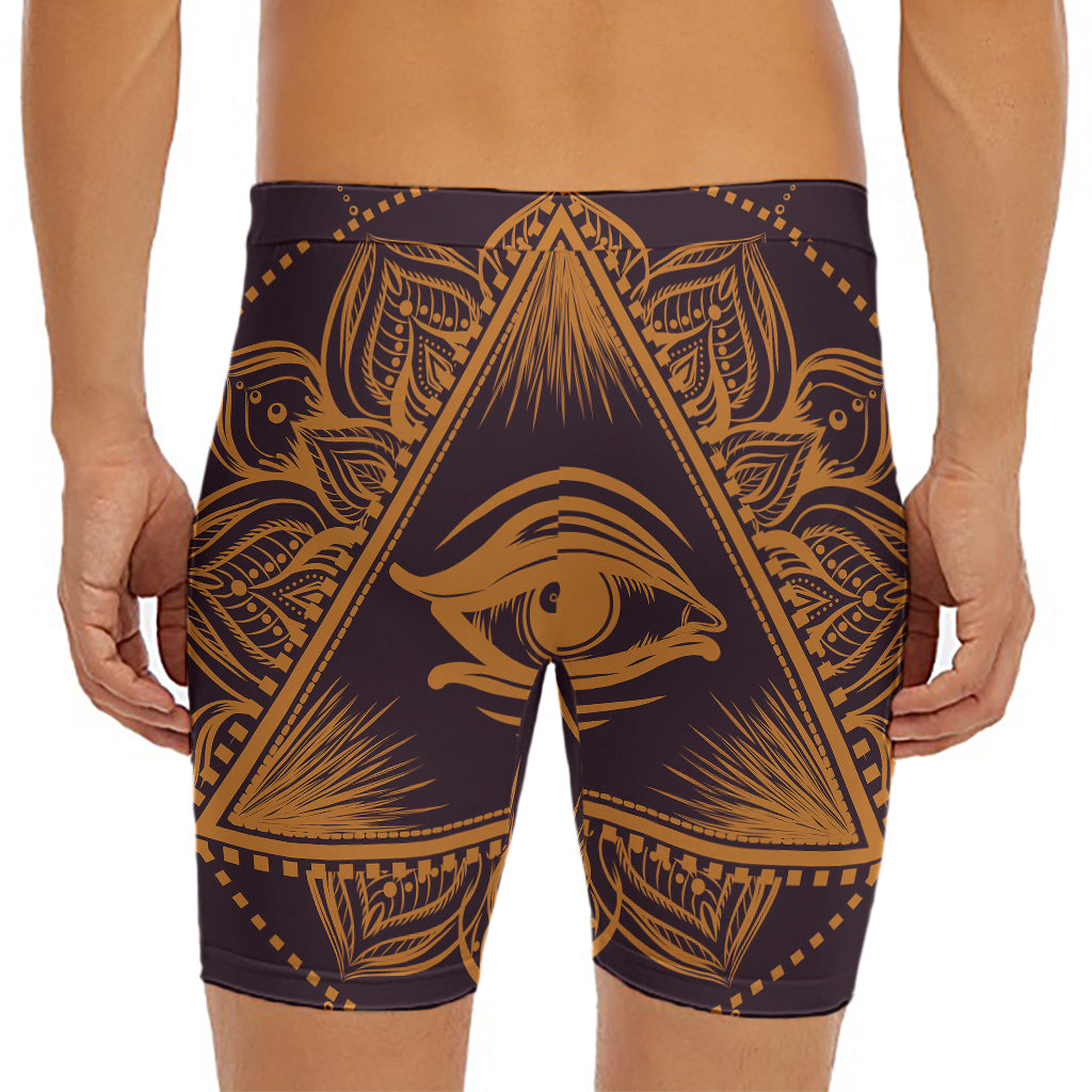 Eye of Providence Mandala Print Men's Long Boxer Briefs
