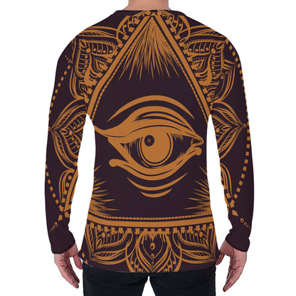 Eye of Providence Mandala Print Men's Long Sleeve T-Shirt