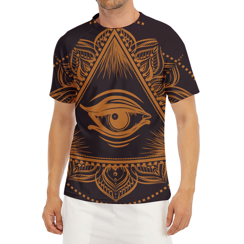 Eye of Providence Mandala Print Men's Short Sleeve Rash Guard