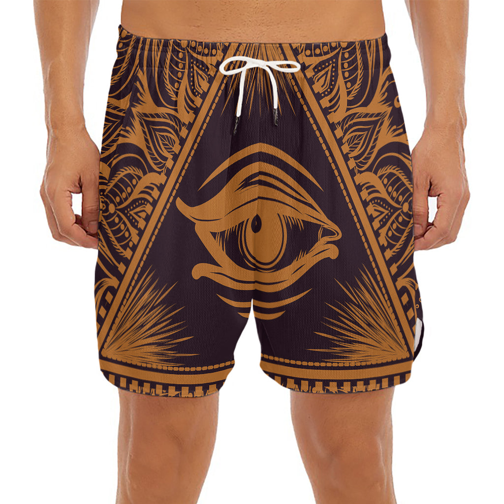 Eye of Providence Mandala Print Men's Split Running Shorts