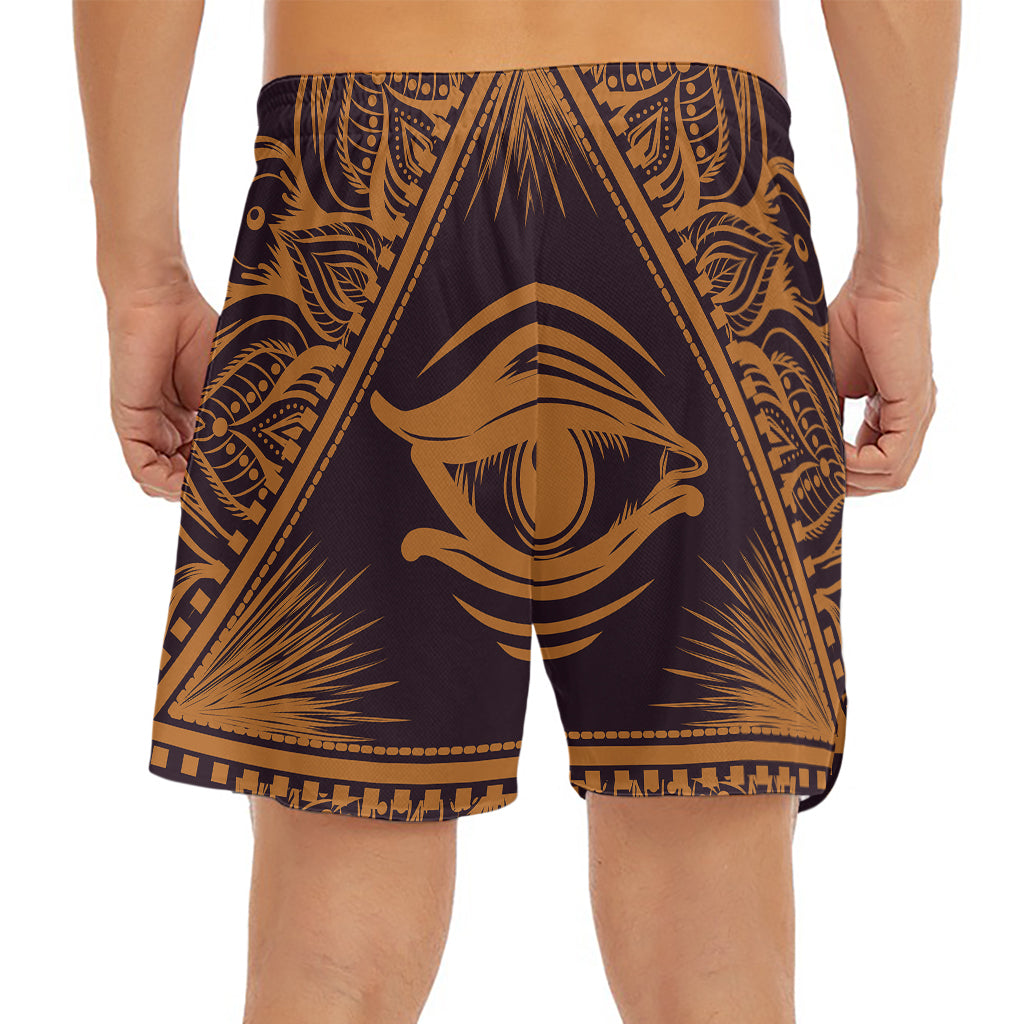 Eye of Providence Mandala Print Men's Split Running Shorts