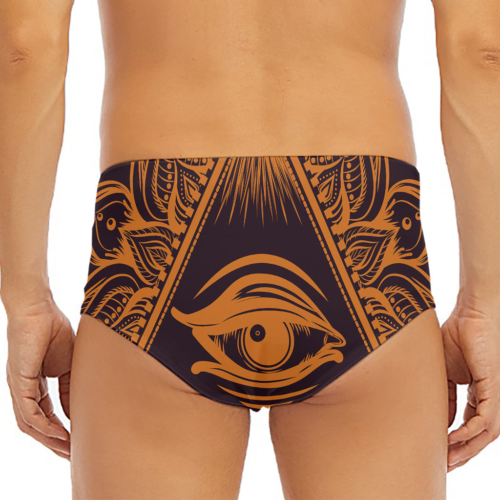 Eye of Providence Mandala Print Men's Triangle Swim Briefs