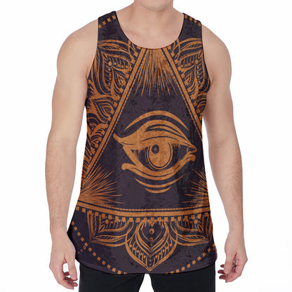 Eye of Providence Mandala Print Men's Velvet Tank Top