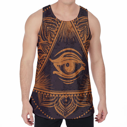 Eye of Providence Mandala Print Men's Velvet Tank Top
