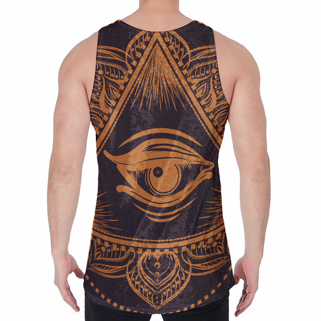 Eye of Providence Mandala Print Men's Velvet Tank Top