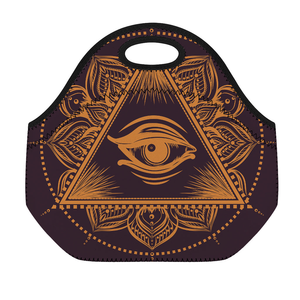 Eye of Providence Mandala Print Neoprene Lunch Bag