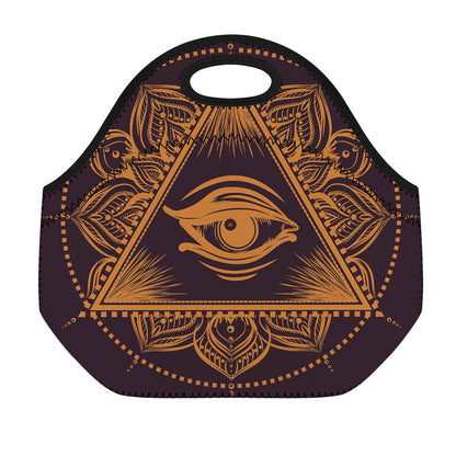 Eye of Providence Mandala Print Neoprene Lunch Bag