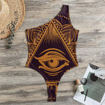 Eye of Providence Mandala Print One Shoulder Bodysuit