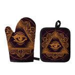 Eye of Providence Mandala Print Oven Mitt And Pot Holder Set